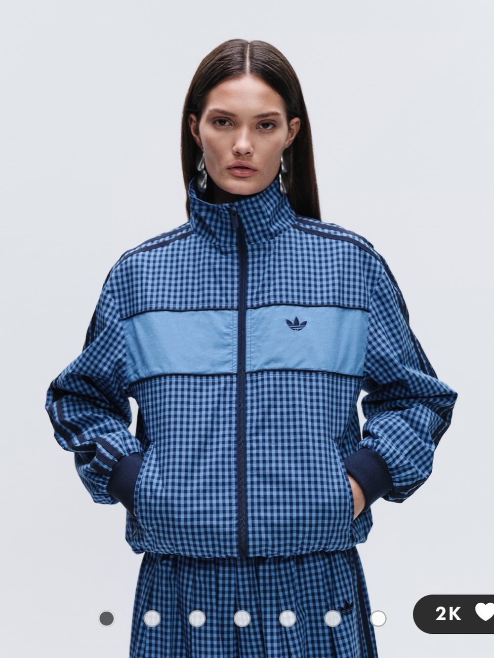 NWTS adidas Originals × ASOS oversized track jacket in blue gingham size XS